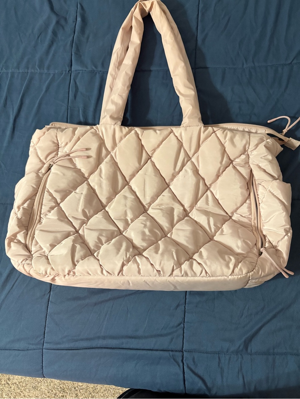 Quilted Tote Bag in Light Pink - Spacious Everyday Handbag